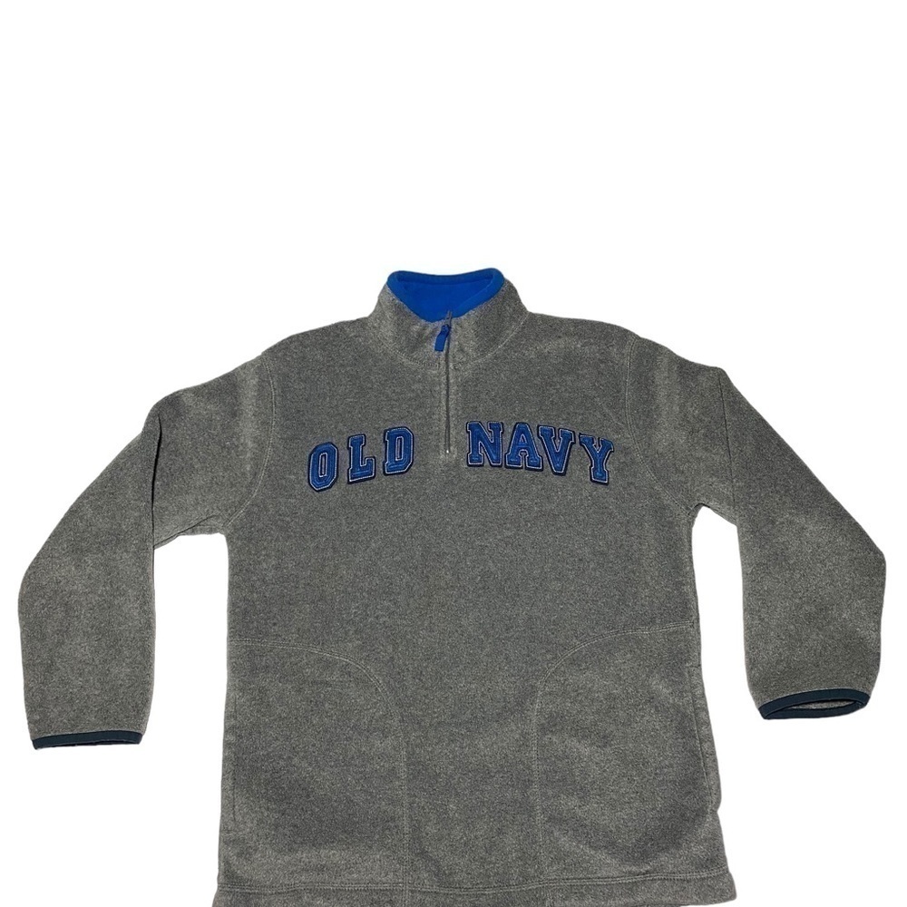 Old Navy Boys fleece pullover 1/4 Zip Grey and Blue. size L W/ Pockets